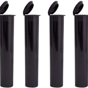 4x Black 116mm Tubes Pop Top Cap Smell-Proof Plastic Container