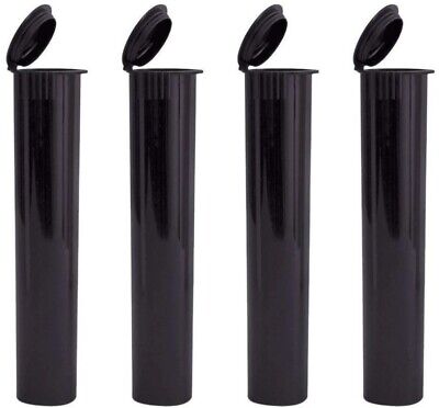 4x Black 116mm Tubes Pop Top Cap Smell-Proof Plastic Container