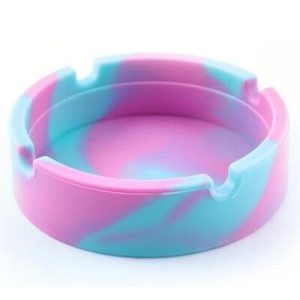 Unbreakable Silicone Round Ashtray - Pink & Blue